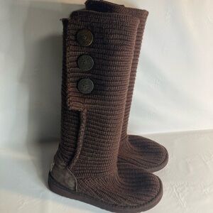 Ugg Australia Women 5819 Comfort Tall Sweater Cardi Knit Boots Shoes Sz 7 Brown